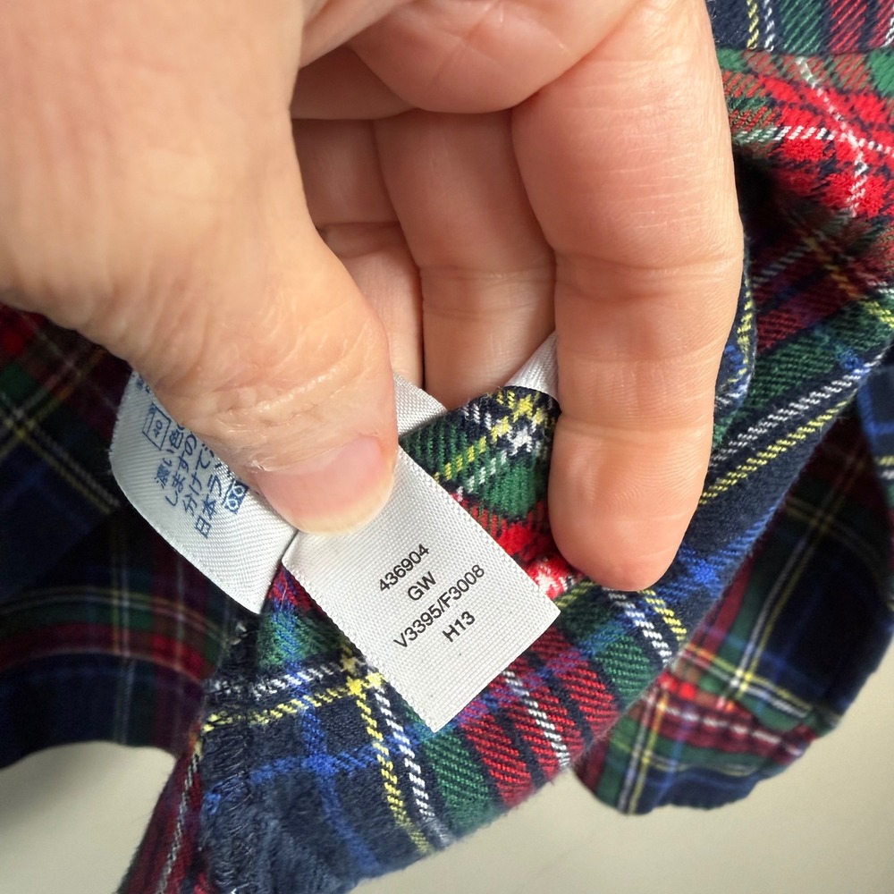 Lands' End Navy Plaid Flannel Long Sleeve Tunic Blouse Size 16 - Picture 6 of 13